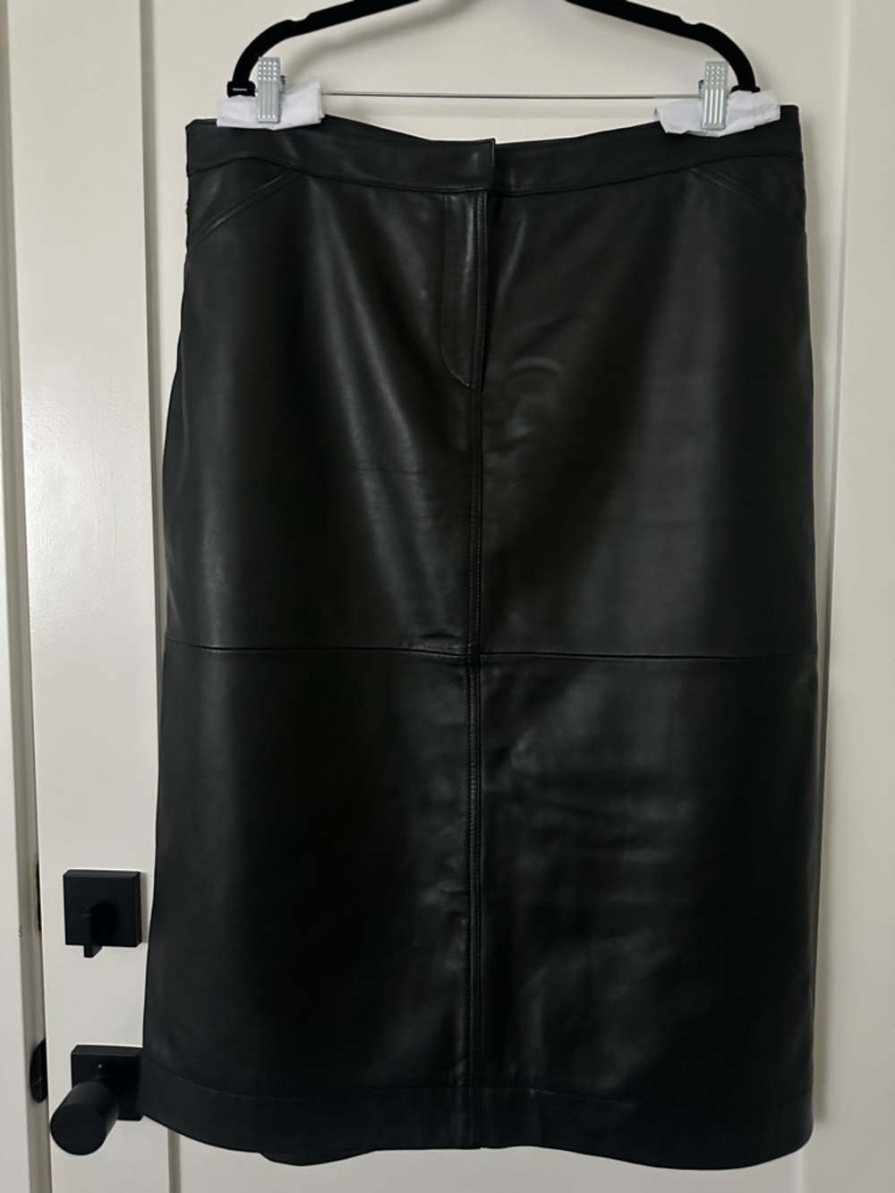 Whistles Black Leather Midi Skirt